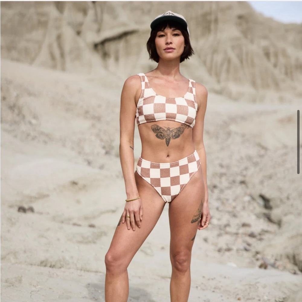 New with tags/packaging - P&Co brown and white checkered bathing suit bikini